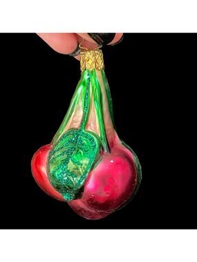 Inge Glas Cherry Ornament Fruit Germany Vintage Christmas Cherries READ WEAR